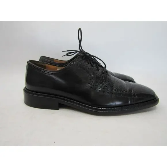 Mezlan Mens Size 9.5 M Black Leather Ostrich Leg Oxford Dress Shoes